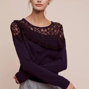 NWOT Anthropologie Ruffles & Lace Sweater by Knitted & Knotted Sz Small Z393